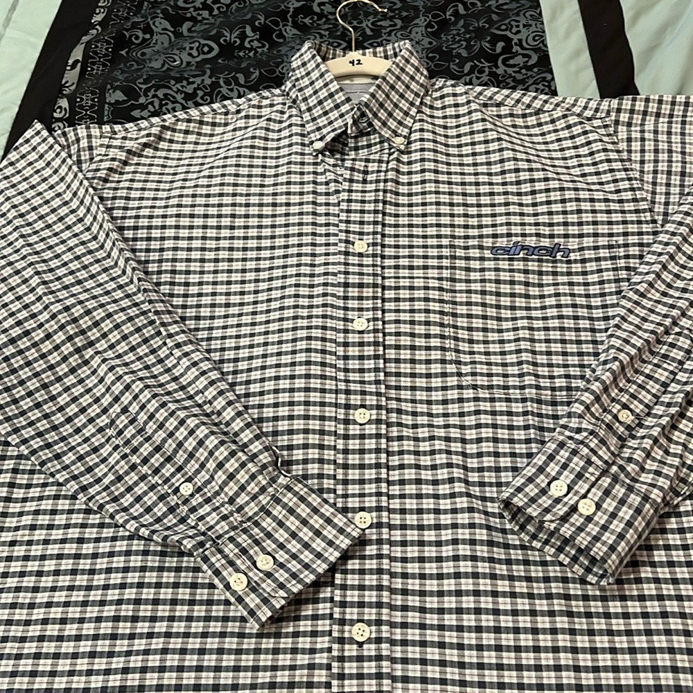 Cinch Black and White Plaid Casual Button Down Shirt